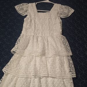 Kensie Girl White Lace Tiered Dress